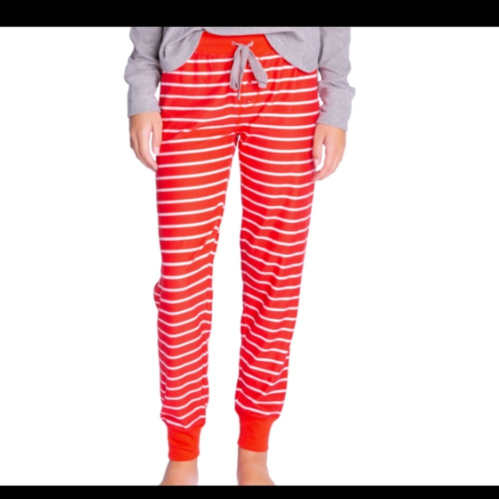 Red/white Stripped Lounge joggers NWT Large